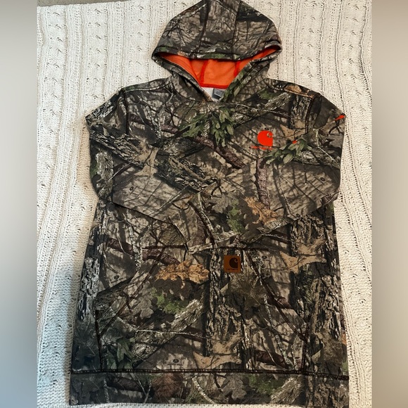 Carhartt Mossy Oak Camo Hoodie with Orange Lining - Picture 1 of 6